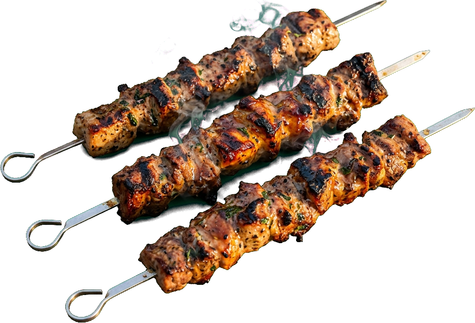 Шашлык на шампурах с мангала
