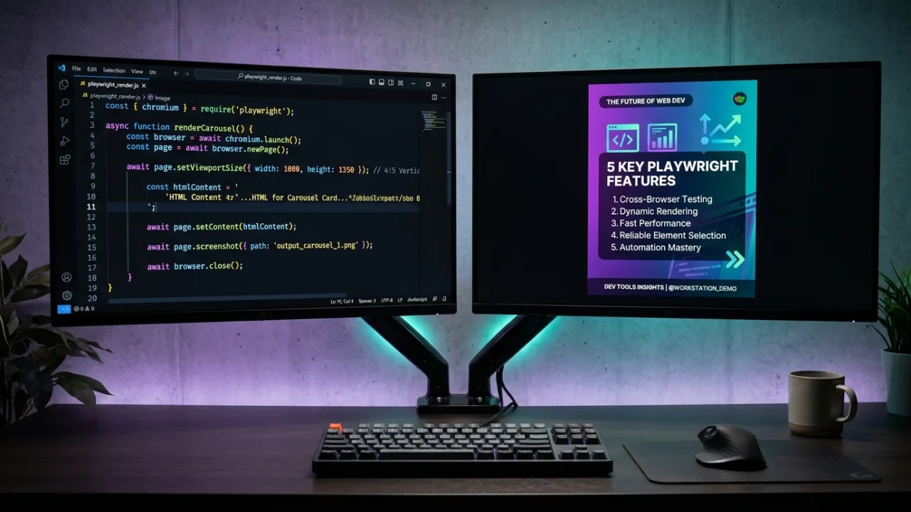 Рабочее место разработчика: Playwright рендерит карусель из HTML-кода