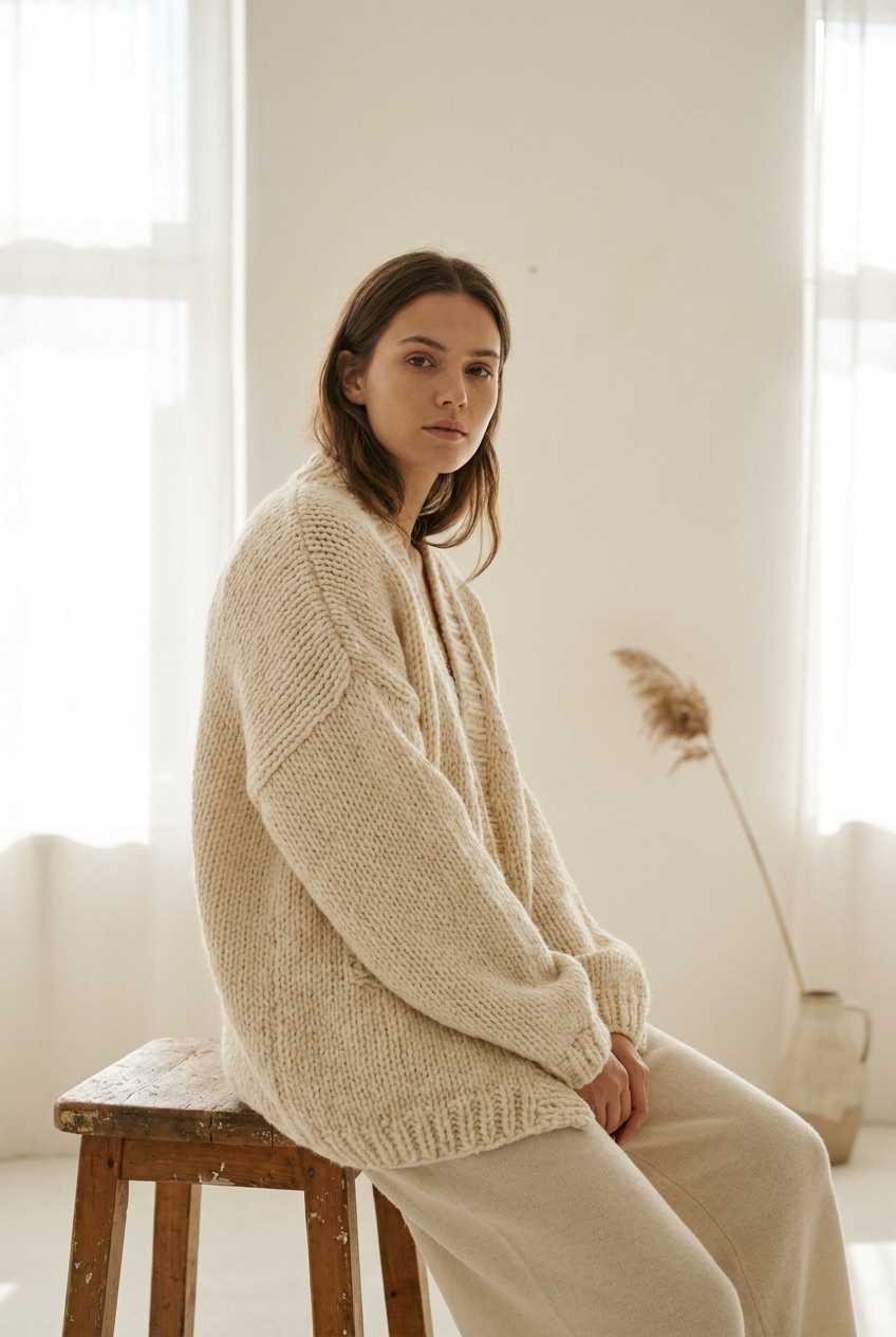 Молочный вязаный кардиган Cloud Knit