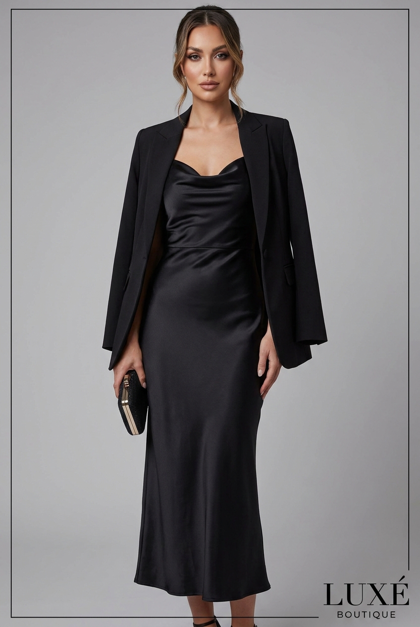 Черное сатиновое платье Noir Satin